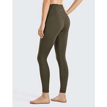 CRZ YOGA High Waisted Workout Leggings - 25 Inches Yoga Athletic Soft Naked Feeling Pants for Women Olive Yellow X-Small