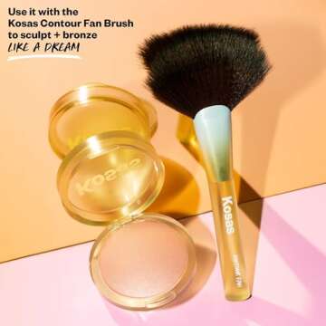 Kosas Sun Show Glowy Warmth Baked Bronzer - Contouring Powder for Cheekbones, Nose & Jawline - Enriched with Concentrated Fatty Acids - Talc-Free, Vegan & Hypoallergenic - Waves