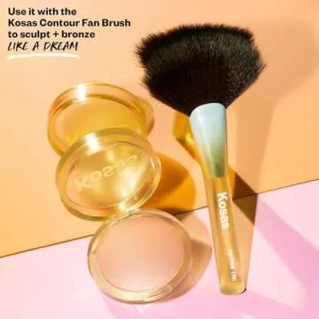 Kosas Sun Show Glowy Warmth Baked Bronzer - Contouring Powder for Cheekbones, Nose & Jawline - Enriched with Concentrated Fatty Acids - Talc-Free, Vegan & Hypoallergenic - Waves