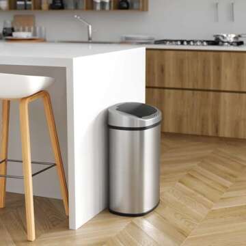 SensorCan 13 Gallon Trash Can Kitchen Garbage Can with Odor Filter, Stainless Steel Home Office Home Office Work Bedroom Living Room Garage Trashcan Wastebasket Slim Lage Capacity