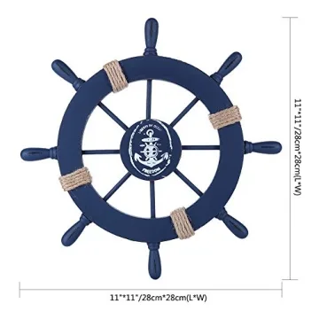 Rienar Nautical Wooden Ship's Wheel for Beach Home Decor