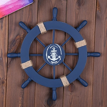 Rienar Nautical Wooden Ship's Wheel for Beach Home Decor