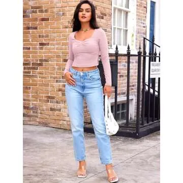 Trendy Queen Women's Long Sleeve Going Out Crop Top - Cute & Flattering Y2K Tee