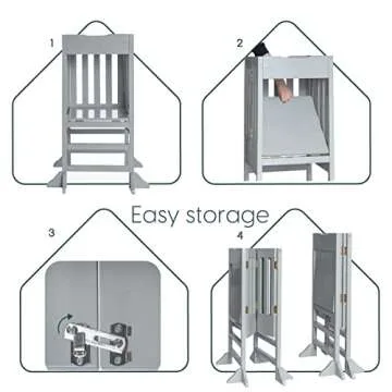 Milliard Kids Kitchen Helper - Foldable Wooden Step Stool