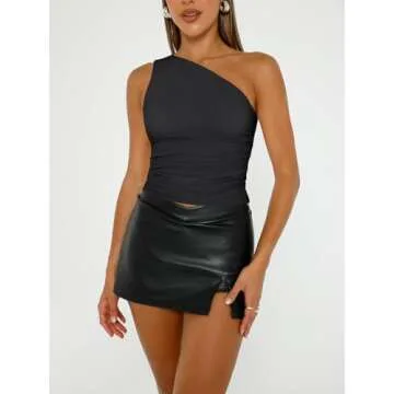 Trendy Queen Womens Going Out Tops Summer One Off Shoulder Tank Tube Crop Outfit Cute Shirts Cami Co...