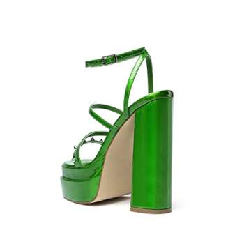 vivianly Open Toe Platform Heels Spikes Ankle Strap Sandals Block High Heels for Women size 9