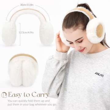 Ear Muffs for Winter Women Faux Fur Warm Earmuffs Foldable Cute Fuzzy Ear Warmers Light khaki
