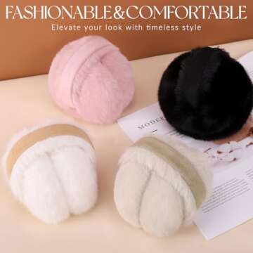 Ear Muffs for Winter Women Faux Fur Warm Earmuffs Foldable Cute Fuzzy Ear Warmers Light khaki