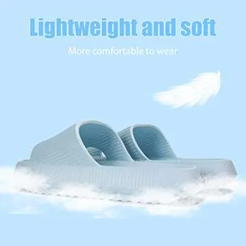 rosyclo Cloud Slippers for Women and Men, Massage Shower Floor Non-Slip Pillow Open Toe Super Soft Comfy Thick Sole Home House Cloud Cushion Slide Sandals for Indoor Platform Shoes,Baby Blue