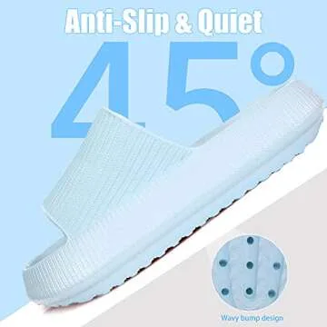 rosyclo Cloud Slippers for Women and Men, Massage Shower Floor Non-Slip Pillow Open Toe Super Soft Comfy Thick Sole Home House Cloud Cushion Slide Sandals for Indoor Platform Shoes,Baby Blue