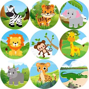 Zoo Animal Stickers Safari Animal Jungle Friends Sticker Roll for Kids Perforated 200Pcs
