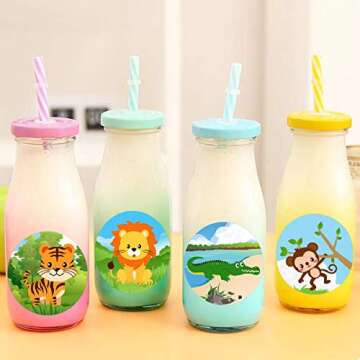 Zoo Animal Stickers Roll 200 Pcs for Kids Party Favor