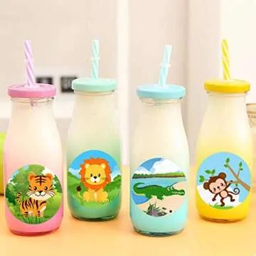 Zoo Animal Stickers Roll 200 Pcs for Kids Party Favor