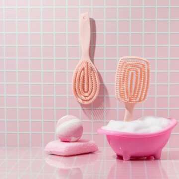 Crave Naturals FLEX DMC Detangling Brush for Natural Textured Hair - Flexible Hair Brush Detangler f...