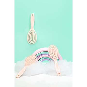 Crave Naturals FLEX DMC Detangling Brush for Natural Textured Hair - Flexible Hair Brush Detangler for Curly, Frizzy, Thick Hair - ROUND (Plastic)