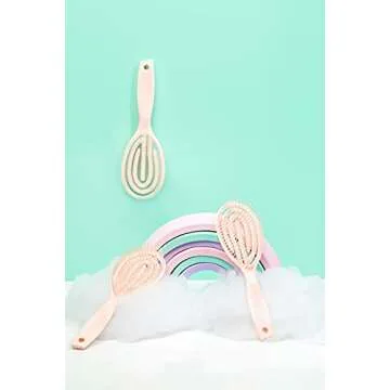 Crave Naturals FLEX DMC Detangling Brush for Natural Textured Hair - Flexible Hair Brush Detangler for Curly, Frizzy, Thick Hair - ROUND (Plastic)