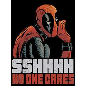 Men's Marvel Deadpool No One Cares T-Shirt - Stylish Black Tee for All Ages