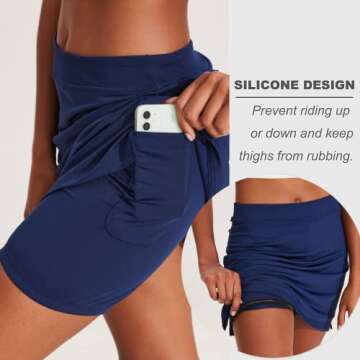 Ekouaer Women's Golf Skirt with Pockets and Grippers