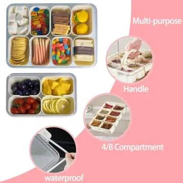 VOUKEN Plastic Divided Serving Tray - Snack Organizer for Parties