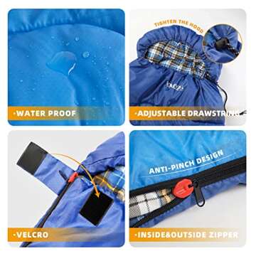 KANYAK Sleeping Bags for Adults Kids, Lightweight Waterproof Breathable Backpacking Hiking Camping Gear Equipment