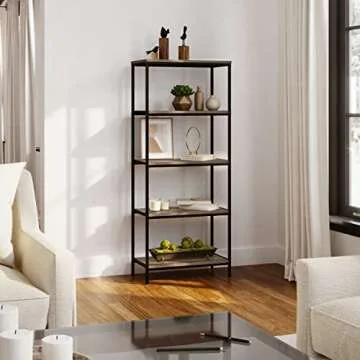 Lavish Home 5-Tier Industrial Bookshelf for Stylish Decor