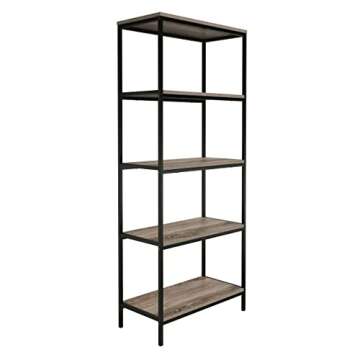 Lavish Home 5-Tier Industrial Bookshelf for Stylish Decor