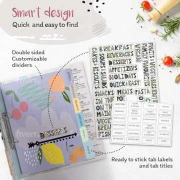 Balanchy 118 pc, 8.5"x11" 3-Ring Recipe Binder Organizer Kit to Write Your Own Recipes Binder Kit with Cards, Dividers, DIY Recipe Binder Cookbook, Protective Sleeves, Recipe Box, Cards & Labels