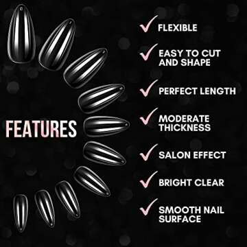 Makartt Almond Nail Tips, 500Pcs Stiletto Full Cover False Nails Clear Press on Nails Acrylic Nail T...