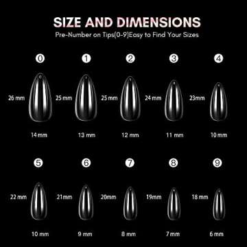 Makartt Almond Nail Tips, 500Pcs Stiletto Full Cover False Nails Clear Press on Nails Acrylic Nail Tips Soak Off Nail Tips Clear Fake Nail Tips for Acrylic Nails Art, 10 Sizes