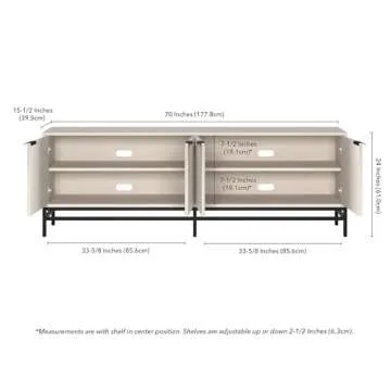 Henn&Hart Montello TV Stand, 70" Wide, White