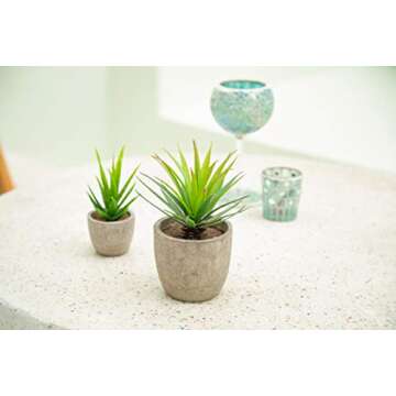 Velener Mini Home Decoration Aloe Vera Artificial Plants with Paper-Mache Pots (Set of 2), 7 inches and 5 inches, Faux Plants for Living Room, Kitchen, Bedroom, and Office Decor…