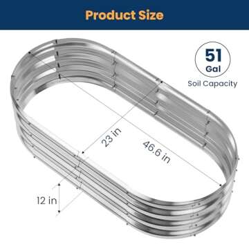 ENJOYBASICS Raised Garden Bed Kit, 2 Pack Galvanized Raised Planter 4x2x1ft Box Outdoor for Vegetabl...