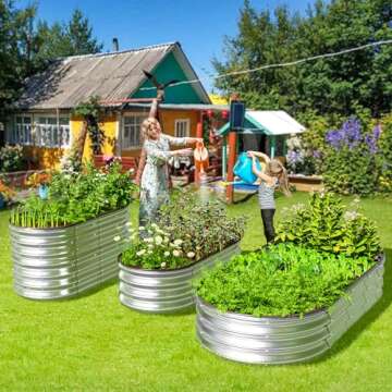 ENJOYBASICS Raised Garden Bed Kit, 2 Pack Galvanized Raised Planter 4x2x1ft Box Outdoor for Vegetables, Large Bottomless Metal Raised Bed for Gardening, Herb, Growing Fruits, Flower