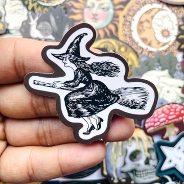50-Piece Medieval Cryptid Celestial Witch Sticker – Vintage Astrology Witchy Stuff Decals for Lapt...