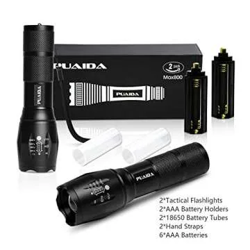 Bright Tactical Flashlight - 2 Pack PUAIDA LED Flashlights