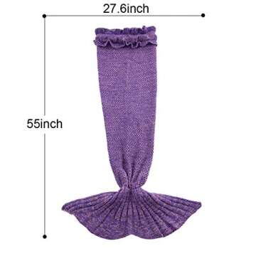 Elegant JR.WHITE Mermaid Tail Blanket for Kids Ages 3-8