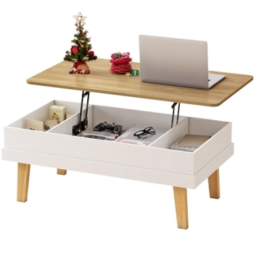 DMIDYLL Lift Top Coffee Table, Easy-to-Assembly Coffee Table with Large Hidden Storage Compartment, ...