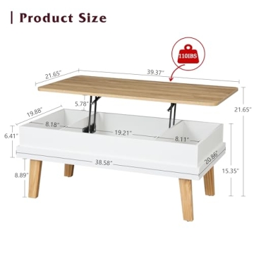 DMIDYLL Lift Top Coffee Table with Hidden Storage