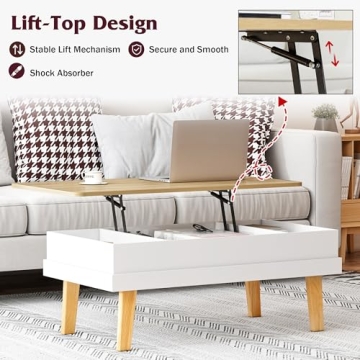 DMIDYLL Lift Top Coffee Table with Hidden Storage