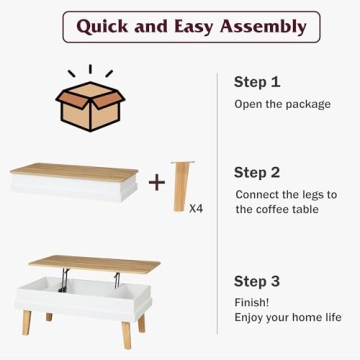 DMIDYLL Lift Top Coffee Table with Hidden Storage