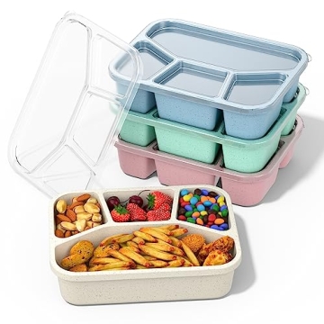 Eco-Friendly Microwaveable Bento Box 4-Pack for Lunch - Durable & Reusable