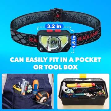 Skywin Head Lamps for Camping, Head Flashlight for Adults, Rechargeable Lightweight USB Camping Headlight, XPG+COB 3 LED 200 Lumen Camping Headlamps for Adults with Red Light IP44 Waterproof