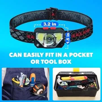 Skywin Head Lamps for Camping, Head Flashlight for Adults, Rechargeable Lightweight USB Camping Headlight, XPG+COB 3 LED 200 Lumen Camping Headlamps for Adults with Red Light IP44 Waterproof