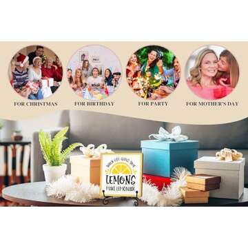 Zmyollo Funny Kitchen Desk Decor Sign, Lemons Wooden Sign With Stand, When Life Gives You Lemons Make Lemonade Sign For Farmhouse Home Kitchen Shelf Table, Inspirational Gifts For Woman Man, C29