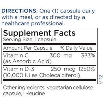 Metabolic Maintenance Vitamin D-3 10,000 IU - Easier Absorption D3 for Immune, Mood + Cardiovascular Support (60 Capsules)