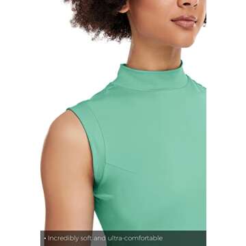 Sleeveless Golf Polo Shirts for Women Dry Fit Mock Neck T Shirts Zip Collar Ladies Clothes Moisture Wicking Collared Tennis Shirts Stretch SPF 50+ Tank Top Slim Fit Quick Dry Apparel Green