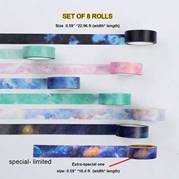Lovielf Washi Tape Set of 8 Galaxy Patterns for Crafting