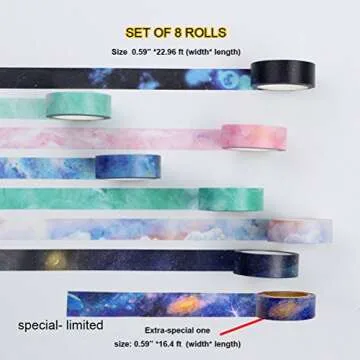 Lovielf Washi Tape Set of 8 Galaxy Patterns for Crafting