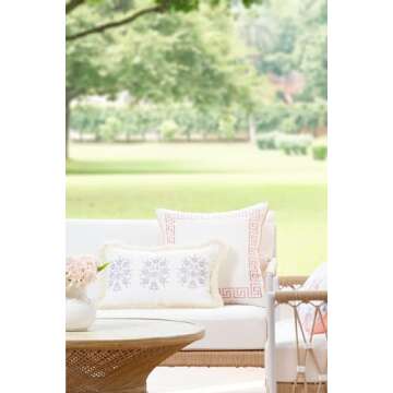 Hofdeco Premium Coastal Patio Indoor Outdoor Throw Pillow Cover Only, 20"x20" Water Repellent for Ba...