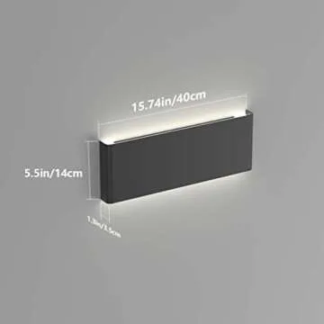 Ralbay 15.7in LED Black Wall Sconce 2-Pack Indoor Modern Black Wall Light Fixtures 14W LED Up and Down Black Bathroom Wall Lighting Fixtures Natural White Light 4500K